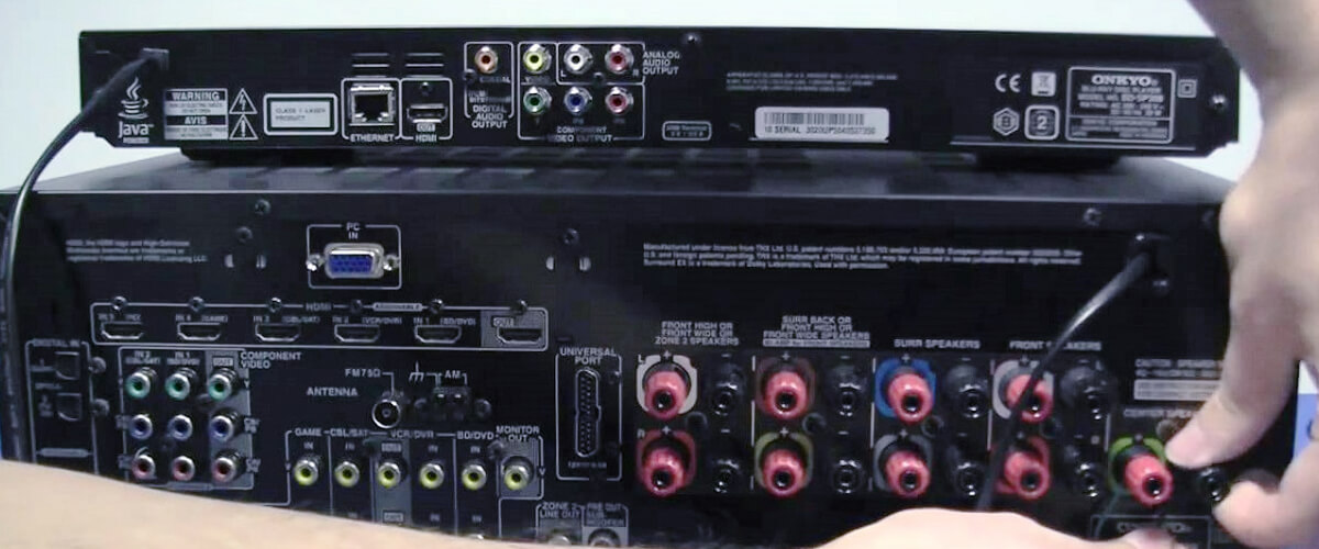 connecting an amplifier with an AV receiver